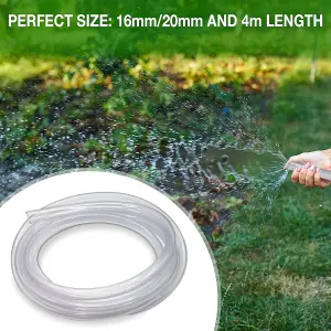 Flexible Hose 16mm Inside Diameter 20mm Outside Diameter- 4 Metres Clear PVC Food Grade Clear Plastic Tube Multipurpose PVC Pipe