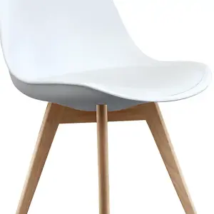 Soho White Plastic Dining Chair with Squared Light Wood Legs