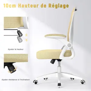 Ergonomic Office Desk Chair with Flip-up Armrest Lumbar Support,Padded Seat Cushion for Home and Office