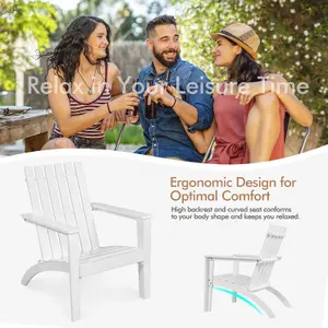 Costway Solid Acacia Wood Adirondack Chair Outdoor Patio Chair Lawn Chair