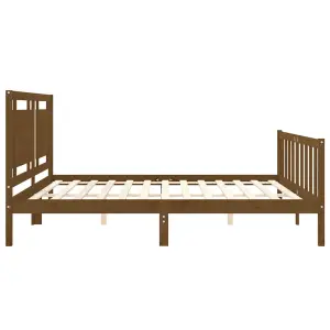 Berkfield Bed Frame with Headboard Honey Brown 200x200 cm Solid Wood