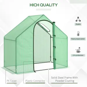 Outsunny Walk-In Portable Greenhouse Mini Grown House Steel Frame Window Green