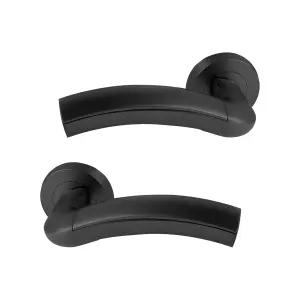 Intelligent Hardware - Internal Door Handle - Pair - Lever on Round Rose - Jade - Matt Black