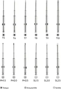 13-Piece Mini Screwdriver Kit, Magnetizable, Torque, Slot, Cross-Slot, for Clocks, Glasses, Model Building, Phone, PC, Laptop