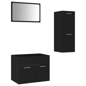 Berkfield Bathroom Furniture Set Black Engineered Wood