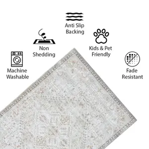 Vernal Liam Machine Washable Rug for Living Room, Bedroom, Dining Room, Beige, Grey & Copper, 120 cm X 180 cm