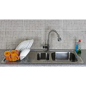 KuKoo Stainless Steel Kitchen Sink Basin & Padstow Tap, Reversible, 105cm x 18cm x 50cm