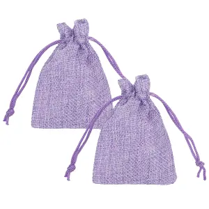 Neel Blue Set of 10pcs Burlap Gift Bag with Drawstring Small Candy Bags, Purple - 7x9cm