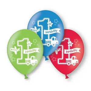 Spot on Gifts Latex 1st Birthday Balloons (Pack of 6) Green/Blue/Red (One Size)