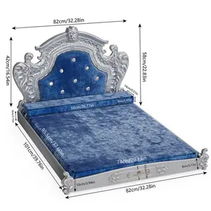 Eckard Velvet Pet Bed Blue /  58cm H x 82cm W x 101cm D