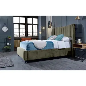 Carli Plush Velvet Grey Bed Frame