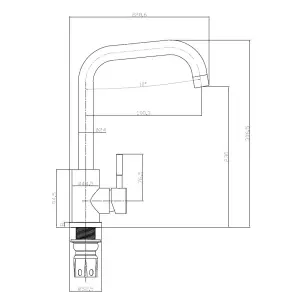 Reginox Salina BG Single Lever Square Neck Brushed Gold Kitchen Mixer Tap