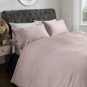 Smart Living Luxury Hotel Quality Diamonte Embellished Duvet Cover with Pillowcases