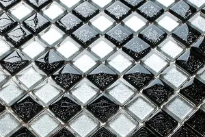 Glass mosaic on mesh for bathroom or kitchen 300mm x 300mm - Starry black