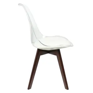 Soho Clear and Vanilla Plastic Dining Chair with Squared Dark Wood Legs