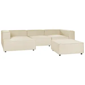 Corner Sofa with Ottoman APRICA Beige Right Hand