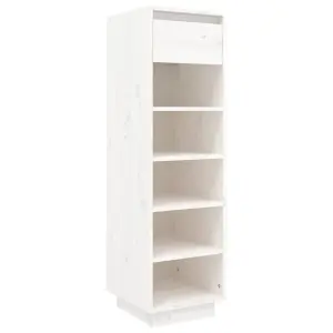 Berkfield Shoe Cabinet White 34x30x105 cm Solid Wood Pine