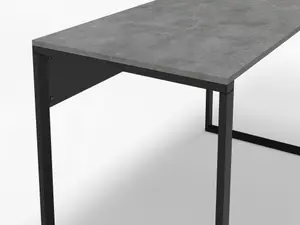 Inna Modern Work Table Retro Grey with Sturdy Black Metal Legs Particle Board Industrial Desk Width 110cm