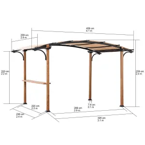 Sunjoy Pergola SKUTA - 406cm x 259cm  Steel  Natural Wood Looking Finish