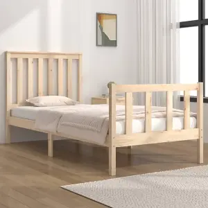 Berkfield Bed Frame Solid Wood Pine 75x190 cm 2FT6 Small Single