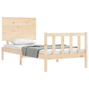 Berkfield Bed Frame with Headboard Small Single Solid Wood