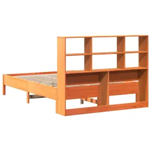 Berkfield Bookcase Bed without Mattress Wax Brown 150x200 cm King Size Solid Wood Pine