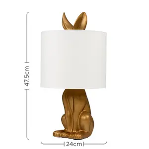 Chesnut Ceramic Hare 48cm Table Lamp Gold / No