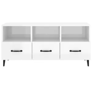 Berkfield TV Cabinet High Gloss White 102x35x50 cm Engineered Wood