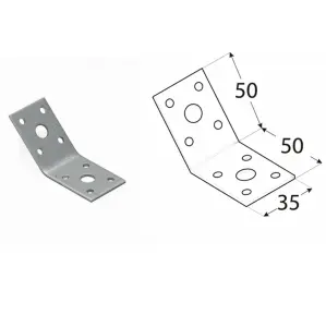 10 Pack of Heavy Duty Galvanised 135 Degrees Angle Bracket Corner Brace 2.5mm Thick 50x50x35mm