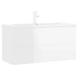 Berkfield Sink Cabinet with Built-in Basin High Gloss White Engineered Wood