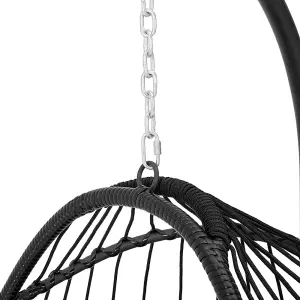 Outdoor Garden 195cm H Hanging Chair with Stand and Cushion in Grey