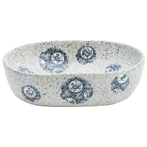 Happy Larry Countertop Basin Grey And Blue Oval 47X33x13 Cm Ceramic