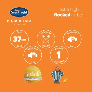 Silentnight Camping Collection Flock Airbed - Electric Pump - Grey - Single