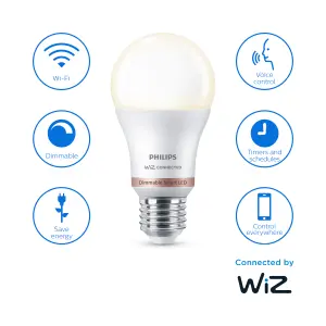 Philips WiZ E27 60W LED Warm white A60 Non-dimmable Light bulb Pack of 2