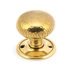 From The Anvil Aged Brass Hammered Mushroom Mortice/Rim Knob Set