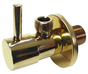 Gold Brass 1/2" x 3/8" BSP Basin Hose Valve Water Tap Cut-Off Long Lever