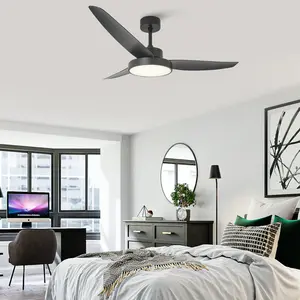 Chermaine 132cm Ceiling Fan with LED Lights Black