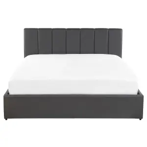 Faux Leather EU King Size Ottoman Bed Grey DREUX