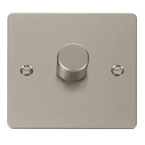 Flat Plate Pearl Nickel 1 Gang 2 Way LED 100W Trailing Edge Dimmer Light Switch - SE Home