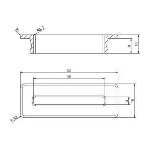 Rectangular Gun Grey Bathroom Basin Overflow Cover