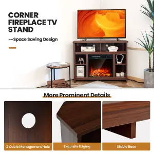 Costway Corner TV Stand for TV up to 48" Entertainment Console Center Adjustable Shelf