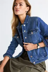 Womens Next Mid Blue Wash Denim Jacket - Mid Blue Wash