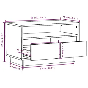 Berkfield TV Cabinet 60x35x37 cm Solid Wood Pine