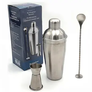 Buckingham Stainless Steel  Professional 3 pc Cocktail Shaker Set , Matt Finish