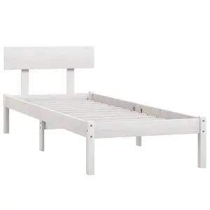 Berkfield Bed Frame White Solid Wood Pine 100x200 cm