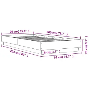 Berkfield Bed Frame without Mattress Brown Oak 90x200 cm Engineered Wood