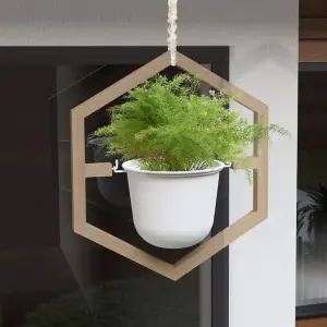 Primrose Nordic Hanging Planter with Eucalyptus Frame & Macramé Hanger 50cm