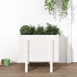 Berkfield Garden Planter White 62x50x57 cm Solid Wood Pine