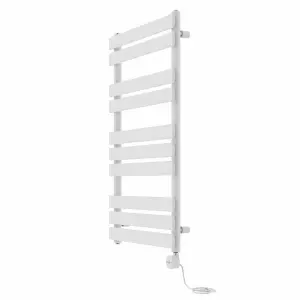 Rinse Bathrooms Flat Panel Electric Heated Towel Rail Touch Screen Timer Bathroom Radiator Prefilled White 1000x600mm 600W