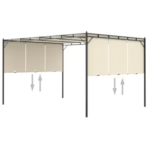 Berkfield Garden Gazebo with Side Curtain 4x3x2.25 m Cream